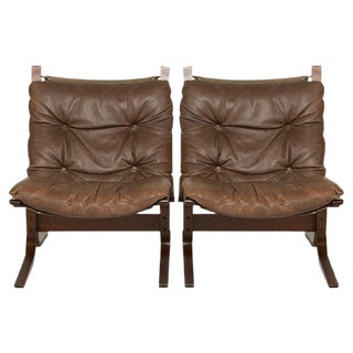 Vintage Danish Leather Siesta Chairs by Ingmar Relling, Set of 2 For Sale