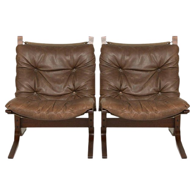 Vintage Danish Leather Siesta Chairs by Ingmar Relling, Set of 2 For Sale