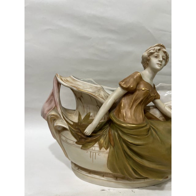 Early 20th CenturyM Czech Royal Dux Bohemian Carved Porcelain Woman Sculpture For Sale - Image 4 of 12