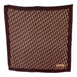 Christian Dior Foulard En Soie Cd Symbole Marron 1980