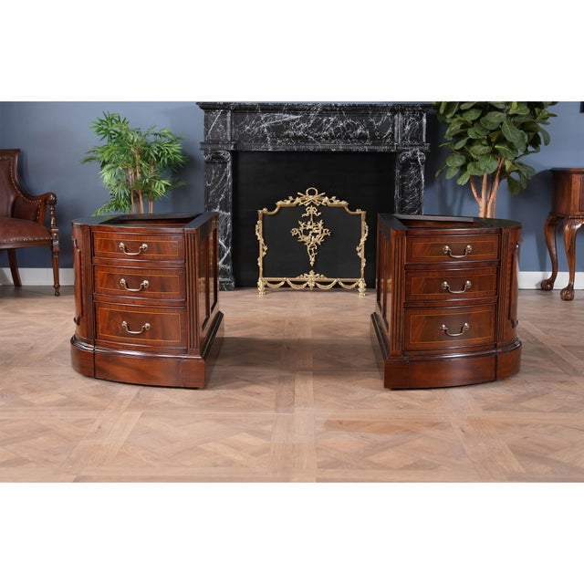 Nof072brn Brown Leather Oval Partners Desk For Sale - Image 12 of 12