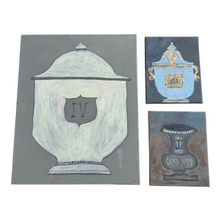 Three Urns - Set of Three Original Acrylic Paintings For Sale
