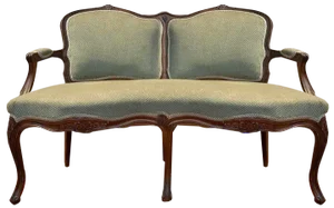 Louis XV Style Bench in Green Velvet