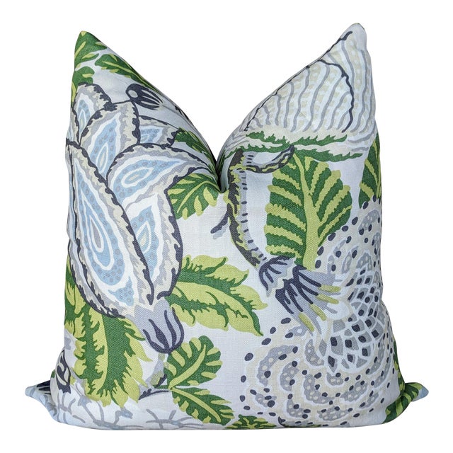 Mitford in Green and White Floral Pillow Cover by Thibaut Chairish