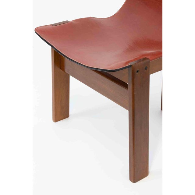 Rare Set of Six "Tre 3" Chairs by Angelo Mangiarotti for Skipper, realized in 1978. Wooden frame with three legs, seat in...