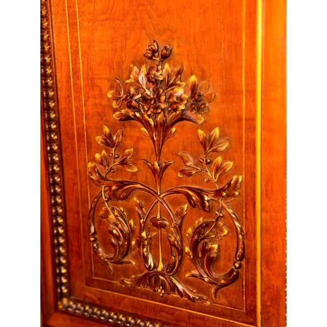 19th Century Louis XVI French Walnut Wood Antique Triple Mirrored Armoire Hutch For Sale - Image 9 of 16