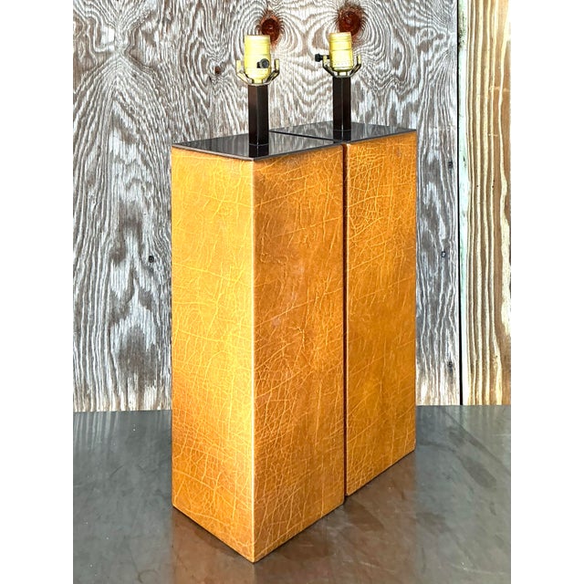 Vintage Boho Wrapped Leather Lamps - a Pair For Sale - Image 10 of 10