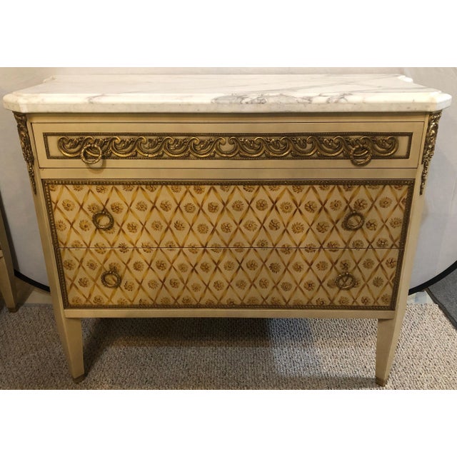 Bronze Hollywood Regency Maison Jansen Style Bronze Mounted Commodes, Chest, Nightstand For Sale - Image 8 of 13