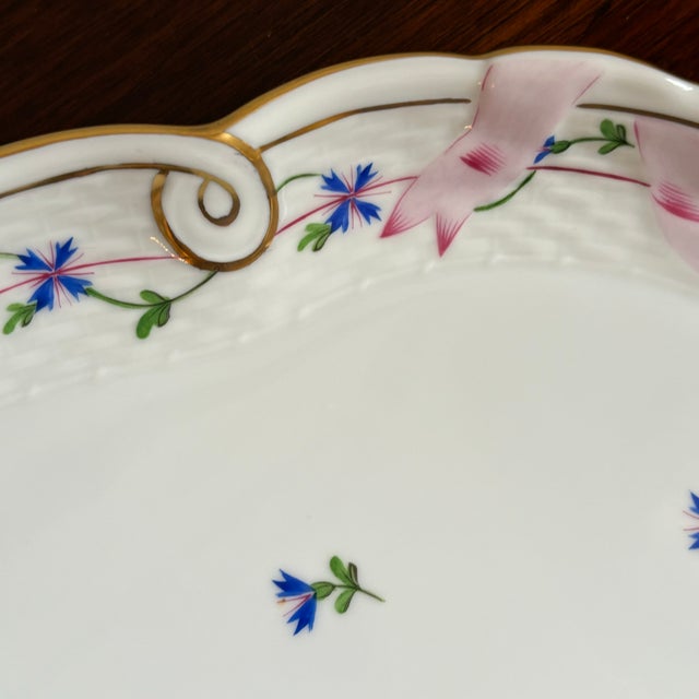 Herend Blue Garland Porcelain Ribbon Tray For Sale In Baltimore - Image 6 of 12