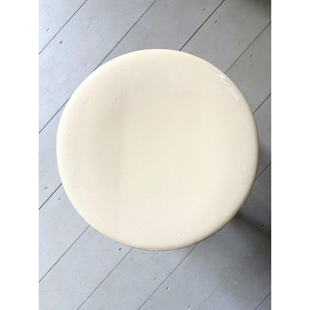 A Mid Century wooden side table stool by Kandya with a pared back utilitarian design. Solid and very sturdy, overpainted...