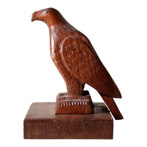 Vintage Hand Carved Wood Eagle Statue.