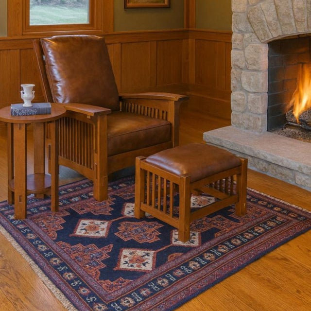 Craftsman / Mission Morris Arm Chair and Ottoman Set - Russet Brown Leather (RB2) Introducing the Craftsman / Mission...