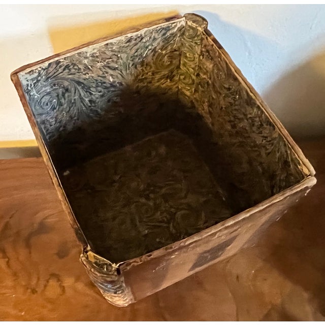 Brown Antique 19th Century French Leather Bound Book Form Library Waste Paper Basket or Box for the Desk For Sale - Image 8 of 16