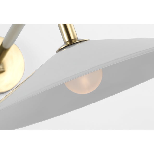 Brass Amber Lewis for Visual Comfort Signature Ponce 9" Articulating Sconce in Hand-Rubbed Antique Brass with Milk White Glass Shade For Sale - Image 8 of 12