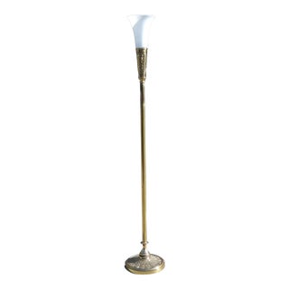 1970s Art Deco Stiffel Brass Floor Lamp For Sale