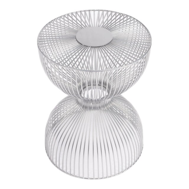 Nicholas Silver Metal Accent Table, Silver For Sale