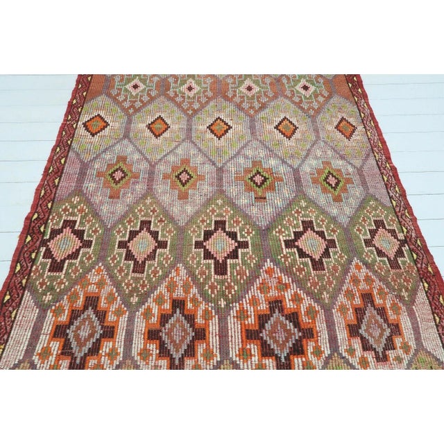 1960's Embroidered Turkish Kilim - 65"x115" For Sale - Image 4 of 13
