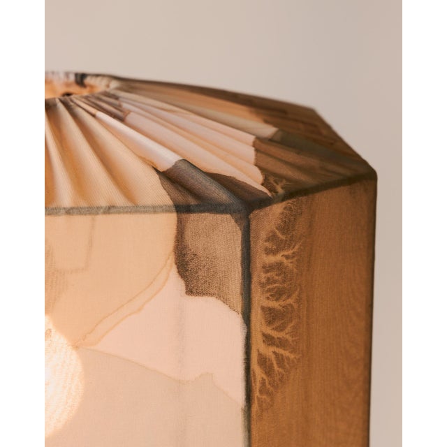 Hand-Painted Silk Standing Table Lantern on Metal Base For Sale - Image 6 of 8