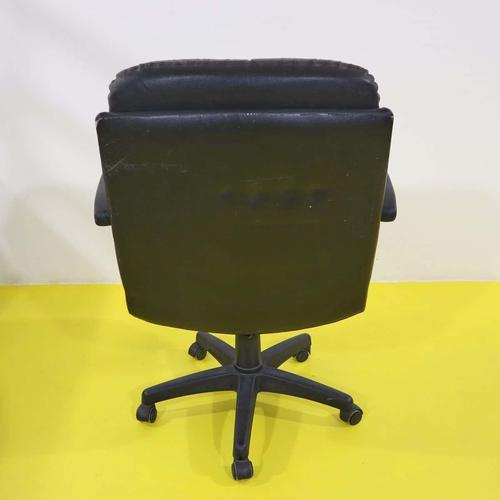 Black Vintage Black Faux Leather Swivel Office Chair For Sale - Image 8 of 10