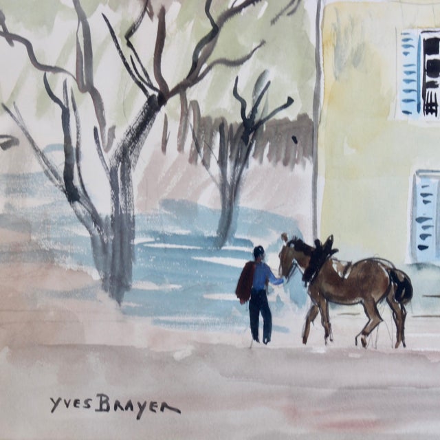Yves Brayer, A Street in Beaune, Watercolor For Sale - Image 12 of 16