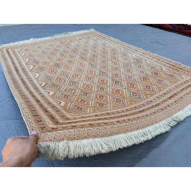 2000 - 2009 Taimani Diamond Lattice Hand-Knotted Wool Rug - 6'5" X 5'0" For Sale - Image 5 of 13