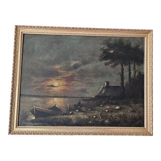 French Antique Oil Painting Signed For Sale