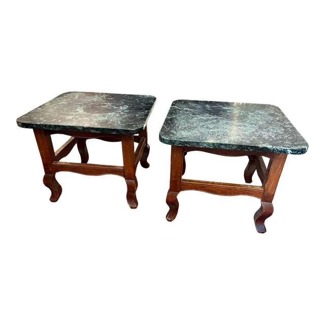 Green Marble Tables a Pair For Sale