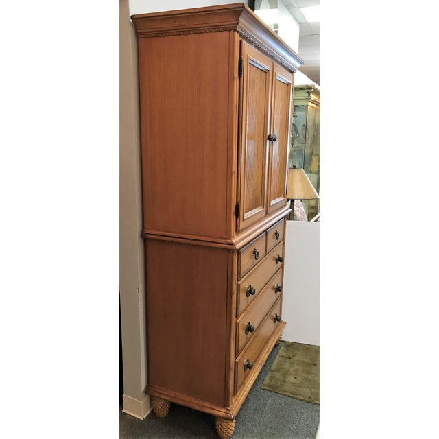 Tommy Bahama for Lexington Furniture Solid Wood Armoire With Bamboo and Pineapple Carved Wood