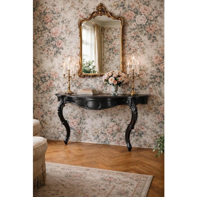 Antique French Wall-Mounted Hallway Console in Black Wood, 1880s For Sale - Image 11 of 12