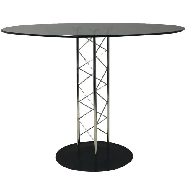 Italian Glass & Chrome Round Table For Sale