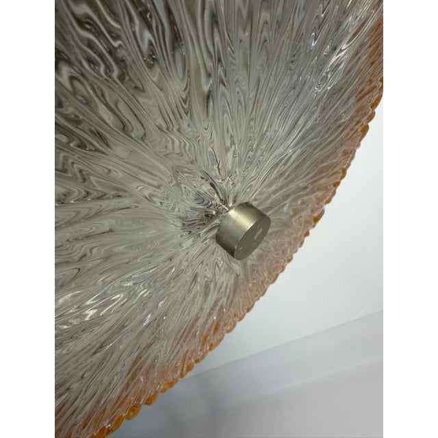 Space Age Pendant Lamp in Brushed Aluminium and Amber Pressed Glass, 1970s For Sale - Image 9 of 12