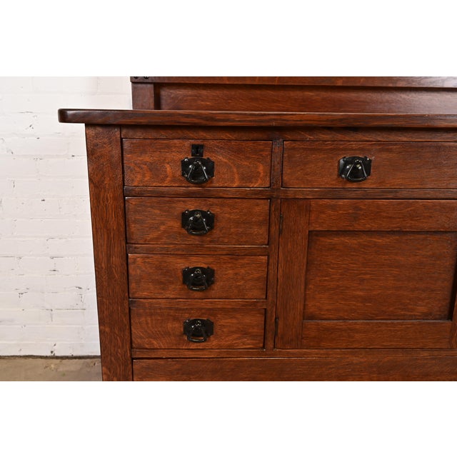 Limbert Antique Mission Oak Arts & Crafts Sideboard Buffet, Newly Refinished For Sale - Image 10 of 15
