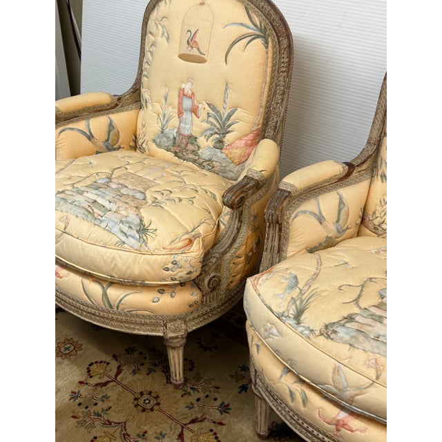 19th Century Delmar Chinoiserie Printed Bergere Chairs, Pair For Sale In San Francisco - Image 6 of 12