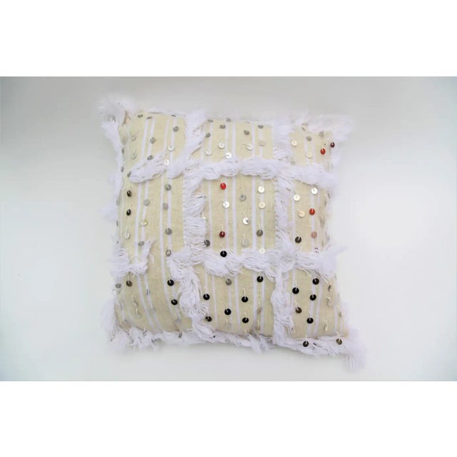 A pair of boho chic handmade Moroccan White "Wedding" Pillows. Made of high quality , locally sourced wool and cotton, the...