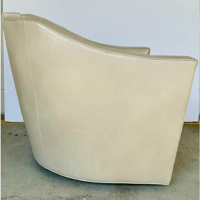 Theodore Alexander Modern Beige Leather Swivel Chair Chairish