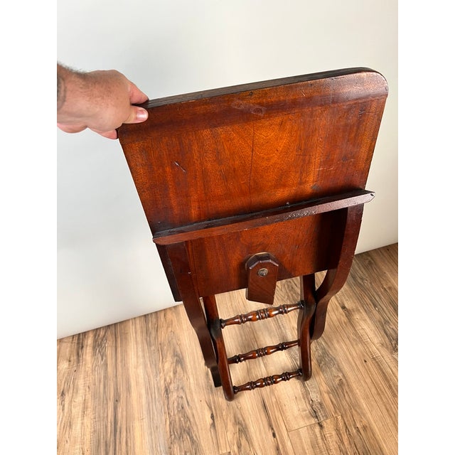 Wood Antique English Regency Mahogany Folding Coaching or Sporting Table C. 1825–1845 For Sale - Image 7 of 9