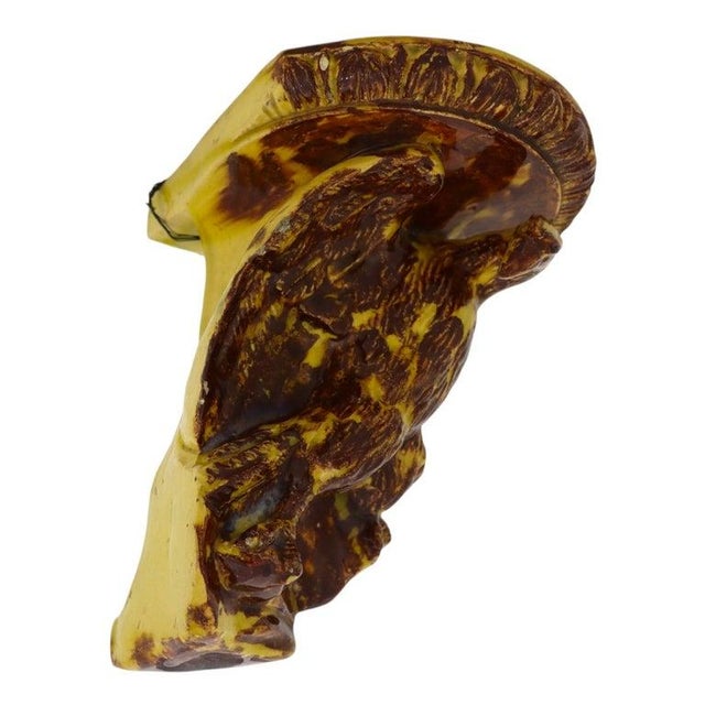 American Rockingham Attr Pottery Stoneware Figural Eagle Corner Wall Sconce 20thC For Sale - Image 3 of 9