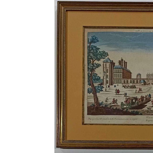 Engraving - Lot of 2 19th-century engravings. French, 19th/20th century; color prints depicting 'Le Chateau de Vincennes...