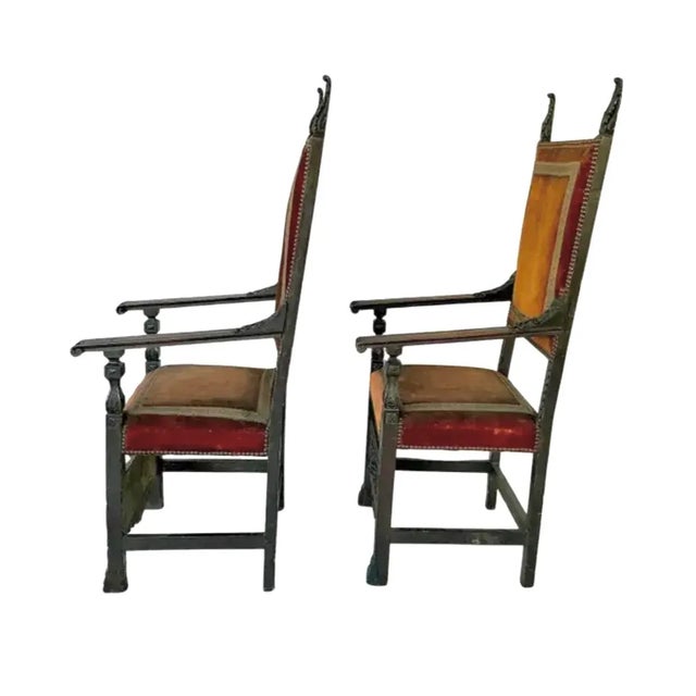 Pair of Carved Jacobean Armchairs For Sale - Image 4 of 11