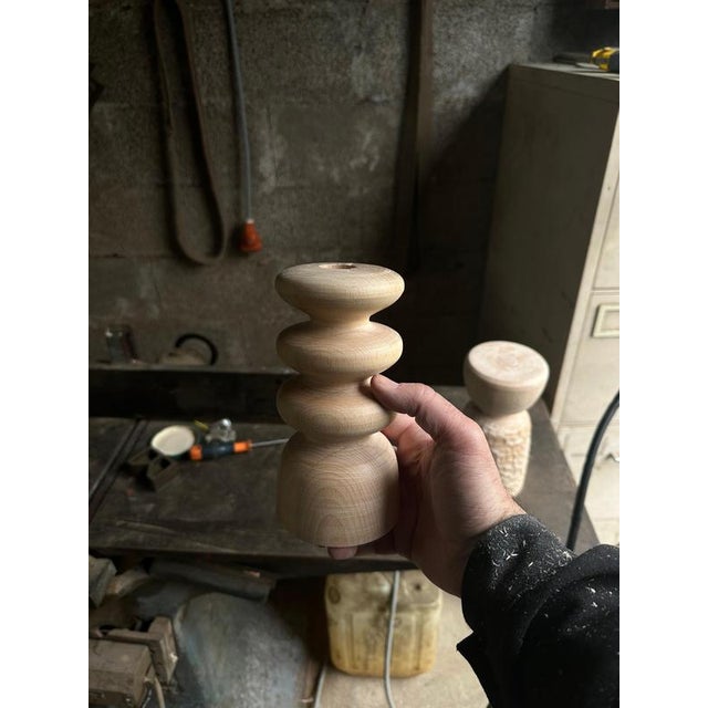 Beech Candlestick 1 by Romain Des Bois For Sale - Image 4 of 9