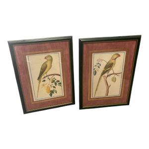 Pair of Green Parrot Prints Facing Each Other. Porter Design 1990