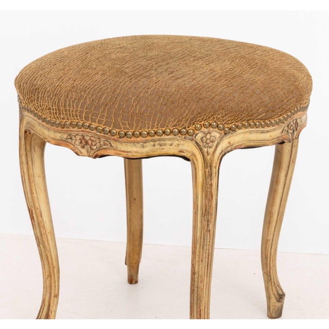Louis XV Style Snakeskin Print Upholstered Ottoman For Sale - Image 4 of 7