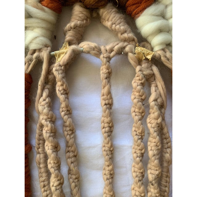 Brown Vintage 1970s Boho Chic Handwoven Macramé Wall Hanging For Sale - Image 8 of 12