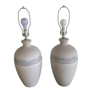 1980s Large Ceramic Lamps Signed Krum - a Pair For Sale