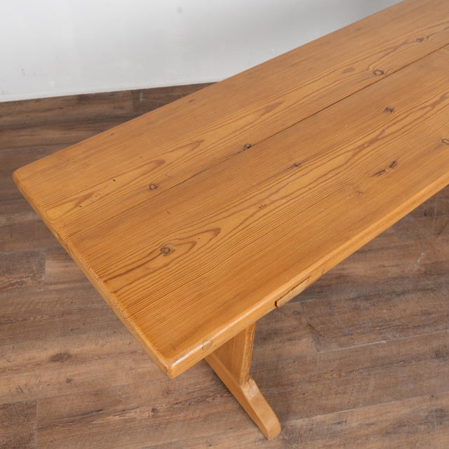 19th-Century Swedish Pine Console Table With Trestle Base For Sale - Image 4 of 11