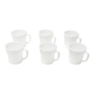 1950s Mid Century Modern Federal Glass Milk Glass Heat Proof Mugs - 6 Pieces