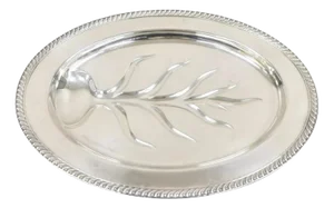 Vintage Wm Rogers Victorian Silver Plated Meat Cutlery Oval Silver Platter Tray