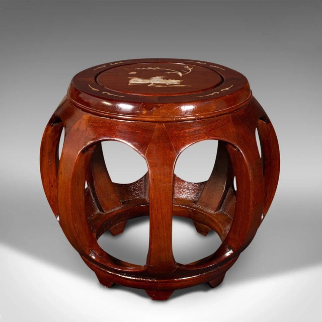 Chinese 1970s Pair of Vintage Barrel Stools, Chinese, Inlaid, Decorative Display Stand For Sale - Image 3 of 10
