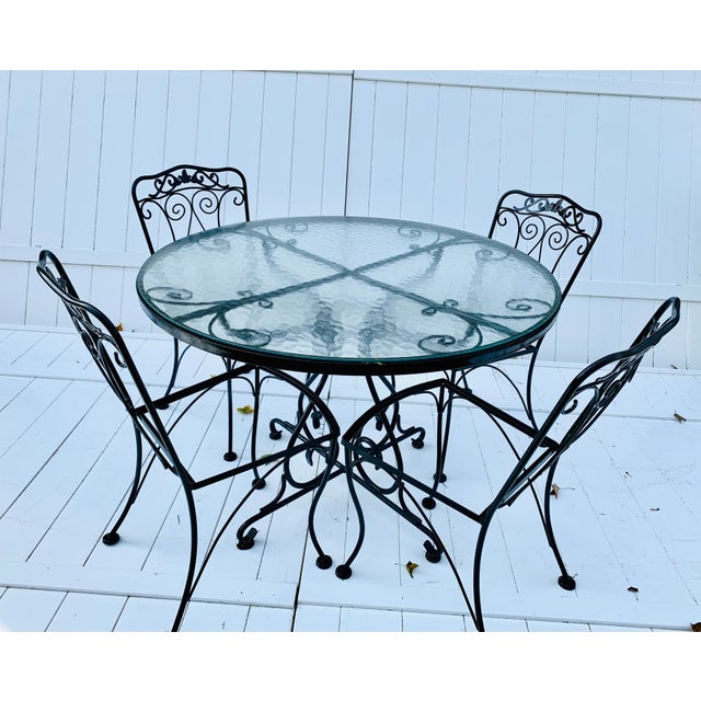 Vintage Wrought Iron Patio Table & 4 Chairs Chairish