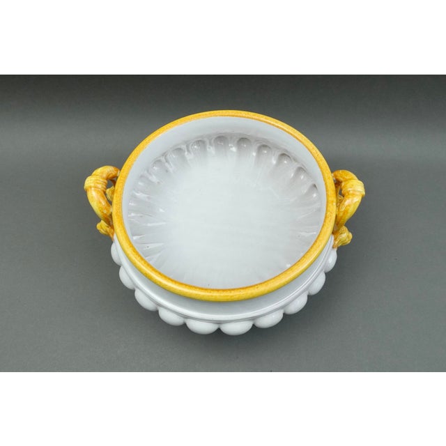 Mid 20th Century Large Fortunata Italy Handmade Pottery Centerpiece Pedestal Compote Bowl Lion's For Sale In Miami - Image 6 of 11